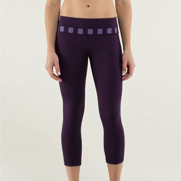 Lululemon Run: Inspire Crop II in Deep Zinfandel/Micro Macro Stripe - Picture 1 of 14